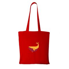Photo de l'article Un sac rouge avec une baleine Jaune et Bleue. Personnalisable.
