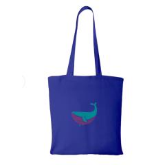 Photo de l'article Un sac bleu avec une baleine Verte et rouge. Personnalisable.