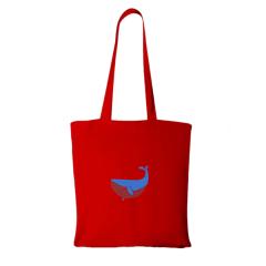Picture of the product A red bag with a blue and green whale. Personalisable.