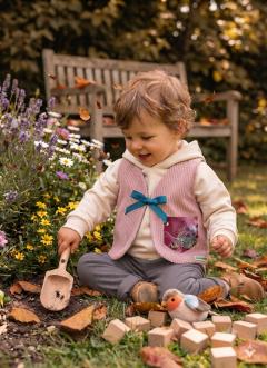 Photo de l'article 18-24 mois. Gilet de berger velours rose.