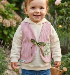 Photo de l'article 12 mois - Gilet de berger velours rose.