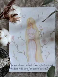 Carte mantra douceur et affirmation positive, inspiration bien-être pour ralentir, se recentrer, retrouver équilibre intérieur et énergie positive / Mantrakaart zachtheid met positieve affirmatie voor welzijn, vertragen, herbronnen, innerlijke balans en positieve energie / Gentle mantra card with positive affirmation for wellness, slowing down, resetting, inner balance and positive energy