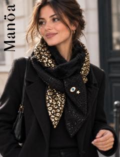 Picture of the product Echarpe triangle/Foulard Léo Noir & Doré