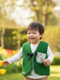 Photo de l'article 9 à 18 mois - Gilet de berger laine verte.
