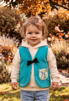 Photo de l'article 18-24 mois. Gilet de berger velours turquoise