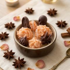 Photo de l'article Pot bougie Halloween : chantilly bougie orange et sujets marron Bio parfum citrouille