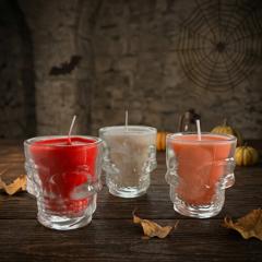 Picture of the product 3 petits verres bougies tête de mort pour halloween Bio parfumés