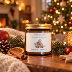 Photo de l'article Bougie Pomme Cannelle – Parfum d’hiver chaleureux & épicé en cire végétale