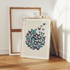 Photo de l'article Affiche Nuée de Papillons – Illustration poétique dessinée à la main, papier texturé 300g