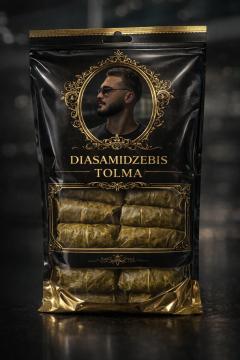 Sachet de tolma Diasamidzebis, feuilles de vigne farcies traditionnelles géorgiennes / Zakje tolma van Diasamidzebis, traditionele Georgische gevulde wijnbladeren / Bag of Diasamidzebis tolma, traditional Georgian stuffed vine leaves