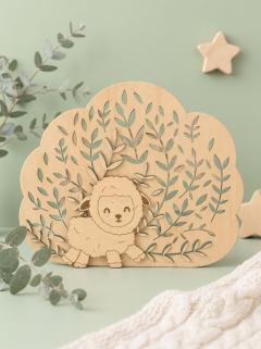 Foto van het artikel Houten schaap-nachtlampje – Zacht licht & kinderdecoratie