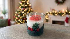 Picture of the product Christmas Flower candle jar – handmade scented organic soy wax candle