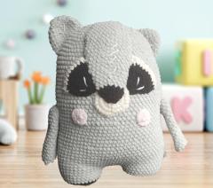 Peluche raton laveur fait main, douce et idéale pour cadeau de naissance / Handgemaakte wasbeerknuffel, zacht en ideaal als geboortecadeau / Handmade raccoon plush, soft and perfect newborn or baby gift