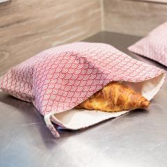 Sac à pain lavable motif vagues rouges – garde le pain frais plus longtemps / Herbruikbare broodzak – houdt brood langer vers / Reusable red wave bread bag – keeps bread fresh longer