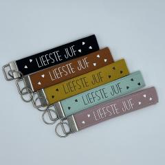 Porte-clé “Liefste Juf” – idée cadeau artisanale pour remercier une institutrice avec style et tendresse / Sleutelhanger “Liefste Juf” – origineel Belgisch cadeau voor een lieve juf / “Liefste Juf” keychain – original Belgian handmade gift to thank your favorite teacher