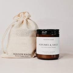 Bougie artisanale aux agrumes & sauge – fraîche et apaisante – idée cadeau bien-être made in Belgium / Handgemaakte kaars met citrus en salie – fris en ontspannend – Belgisch wellness geschenk / Handmade candle with citrus & sage – fresh and soothing – Belgian well-being gift idea