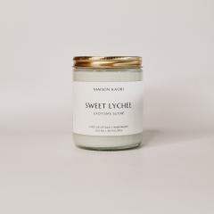 Bougie artisanale au litchi – parfum fruité et gourmand – une idée cadeau sensorielle pour la maison / Lychee geurkaars – fruitig en heerlijk – handgemaakt voor thuis / Lychee scented candle – sweet and fruity – handmade gift to scent your home