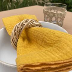 Serviettes gaze coton à nouer – cadeau rustique pour brunch, pique-nique ou maison nature / Katoenen servetten met touwtje – rustiek cadeau voor brunch of picknick / Cotton gauze napkins tied with twine – rustic gift for brunch or natural home