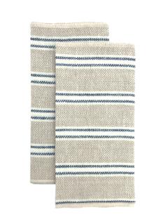 Set de 2 serviettes Maison Koshi – lin lavé beige avec rayures bleues – fabrication belge à Bruxelles / Set van 2 linnen servetten – beige met blauwe strepen – Maison Koshi, Brussels / Set of 2 linen napkins – beige with blue stripes – made in Brussels by Maison Koshi