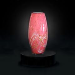 Vase Phaedra rose – collection Millenium Val Saint Lambert – cristal de collection soufflé bouche en Belgique / Roze Phaedra vaas – zeldzaam Belgisch kristal / Pink Phaedra Millenium vase – hand-blown Belgian collectible crystal