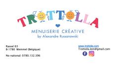 Logo Trottolla, marque belge spécialisée en jouets en bois faits main en Belgique, artisan vérifié sur wimzzi.com, marketplace dédiée à l’artisanat enfant durable / Logo Trottolla, Belgisch merk gespecialiseerd in handgemaakt houten speelgoed, geverifieerd op wimzzi.com / Trottolla logo, Belgian brand specialized in handmade wooden toys, verified artisan on wimzzi.com