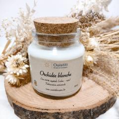 Bougie artisanale à la cire végétale, parfum Orchidée blanche, pot en verre réutilisable – idée cadeau bien-être locale / Handgemaakte geurkaars met orchideeparfum, plantaardige was, herbruikbaar glas – lokaal geschenk / White Orchid scented candle in reusable jar, 150g soy wax, crafted in Belgium – thoughtful local gift