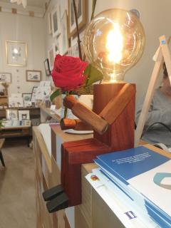 Lampe "Rouge passion" avec rose rouge intégrée, cadeau romantique et inattendu / Lamp “Rouge passie” met een echte rode roos, romantisch en verrassend / “Rouge passion” lamp with real red rose, romantic and unexpected gift