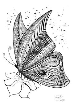 Affiche A3 noir et blanc “Le papillon” – illustration fine et poétique à encadrer / Zwart-witte A3 poster “De vlinder” – poëtische wanddecoratie / A3 black and white poster “The Butterfly” – artistic and delicate wall print