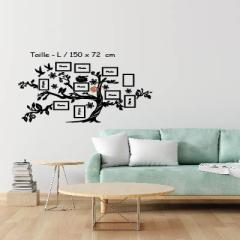 Arbre généalogique mural + cadres photos – décoration personnalisée pour salon ou chambre / Muurdecoratie stamboom met fotokaders – gepersonaliseerd voor thuis / Family tree wall sticker + photo frames – custom decor for living room or hallway