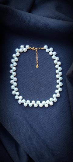 Collier de perles d’eau douce sur argent doré, bijou intemporel, série limitée / Zoetwaterparel ketting op verguld zilver, elegant & beperkt beschikbaar / Freshwater pearl necklace on gold-plated silver – timeless & exclusive