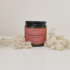 Bougie artisanale figue-santal, cire végétale et verre ambré, création unique pour un cadeau local et sensoriel / Ambachtelijke kaars met vijg en sandelhout, plantaardige was – lokaal en origineel cadeau / Handmade fig and sandalwood candle – natural wax, sensory gift, locally crafted