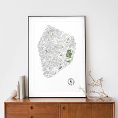 Affiche format B2 du centre de Bruxelles, version avec logo, déco locale / B2-poster van het centrum van Brussel, met logo, lokaal en stijlvol / B2 print of central Brussels map, logo version, local and stylish