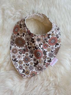 Photo de l'article Bavoir bandana fleurs vintage – fait main, doux & chic pour bébé