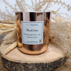 Bougie Fleur de Coton – senteur propre & douce, cire rosé or, parfaite pour une touche chic / Katoenbloem kaars – zachte geur in rosé-gouden pot / Cotton Flower candle – clean soft scent in rose gold jar – elegant and gift-ready