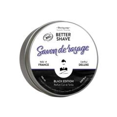 Savon de rasage solide Black Edition – mousse onctueuse et fabrication artisanale / Scheerzeep Black Edition – rijke schuim en ambachtelijke productie / Black Edition shaving soap – rich lather and handcrafted quality