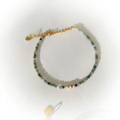 Bracelet perles agate mousse et gold filled – bijou fin et naturel pour femme élégante / Armband met mosagaat en gold filled kralen – fijn en vrouwelijk / Moss agate and gold filled bracelet – delicate and feminine jewelry
